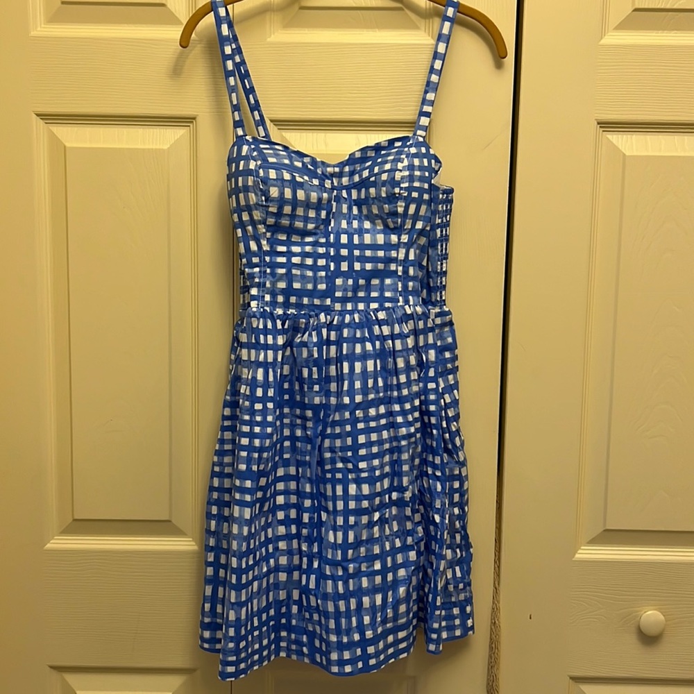 NWT Lilly Pulitzer Feeling Beachy Blue White Gingham Ardleigh Dress. Size 4